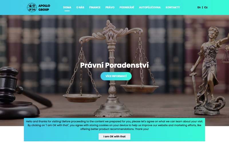 Apollo Group homepage, a legal and finance business website